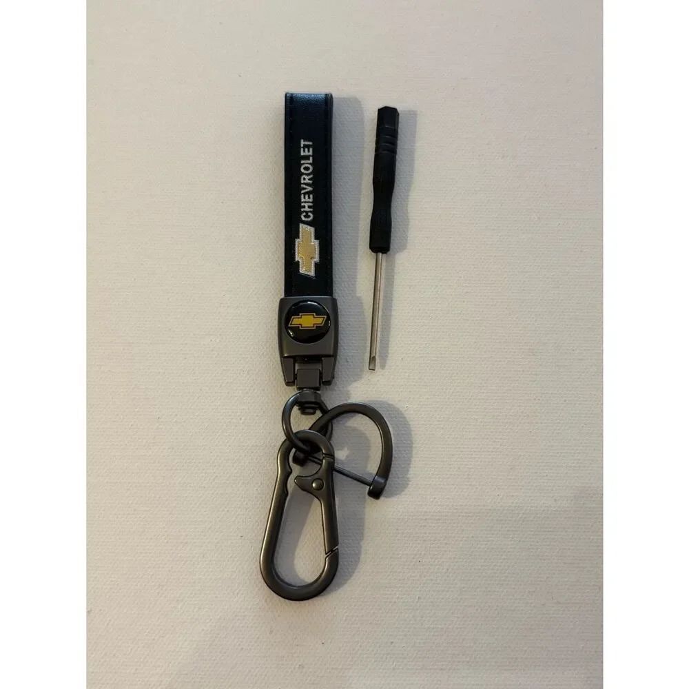 Chevrolet Key Fob Keychain in Black Leather with Logo NWT